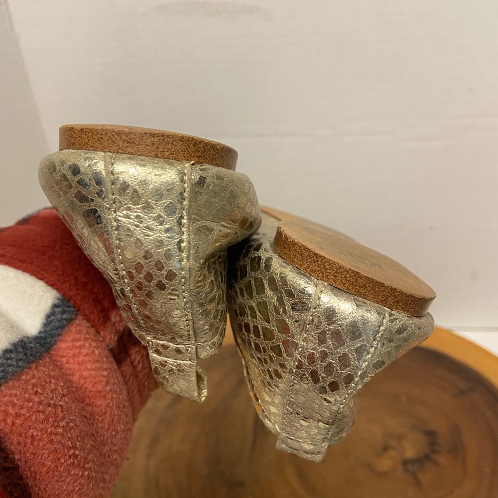 1. sTAte SHAY Gold Leather Snakeskin Ballet Flats - Picture 6 of 8